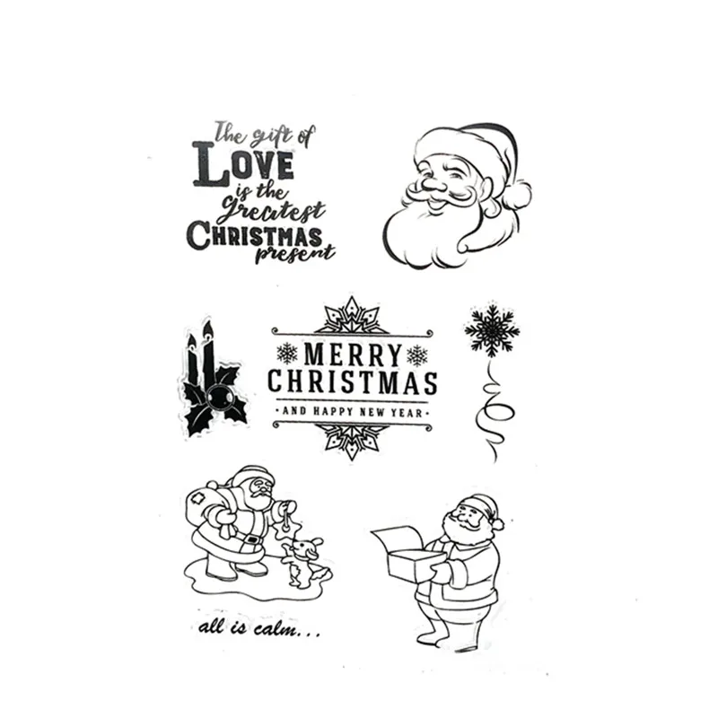 

Christams Stant Letters Vintage Badge Transparent Stamps DIY Painting Kids Album Collection Plastic Soft Seal Scrapbook Paper