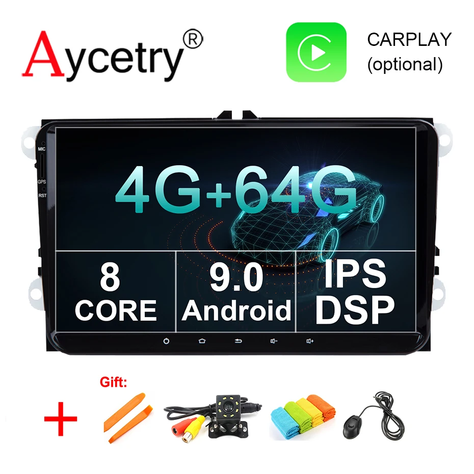 4G+ 64G ips DSP 8 ядерный Android 9,0 автомобильный Радио dvd gps для Volkswagen/VW Golf 5/6 passat/CC/B6/B7 polo Skoda/Seat/Leon мультимедиа