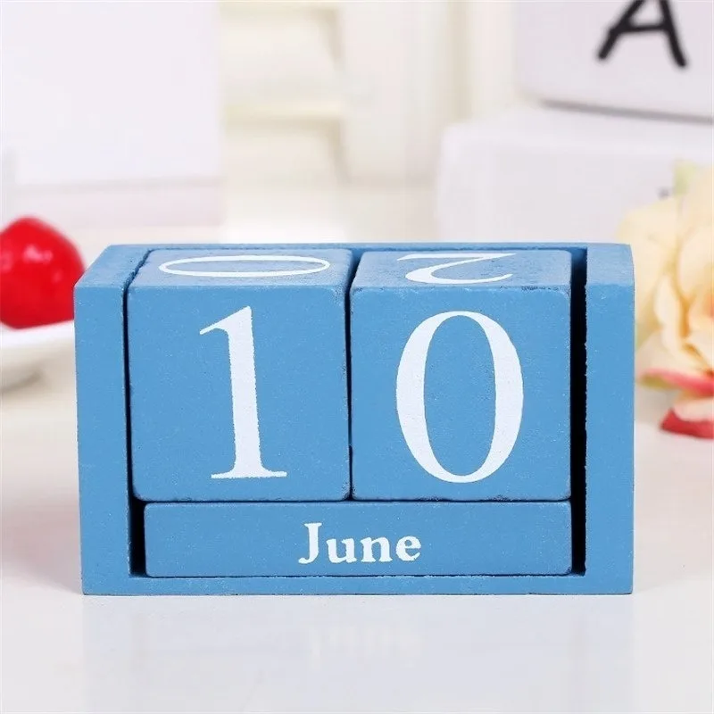 

2021 New Creative Simple Cute Digital Rectangular Wooden Calendar Home Desktop Ornaments Decorations Children Gifts 4 Colors