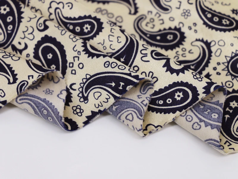 Метр атласный печатный материал мягкий текстиль платье ткань ретро Пейсли|fabric