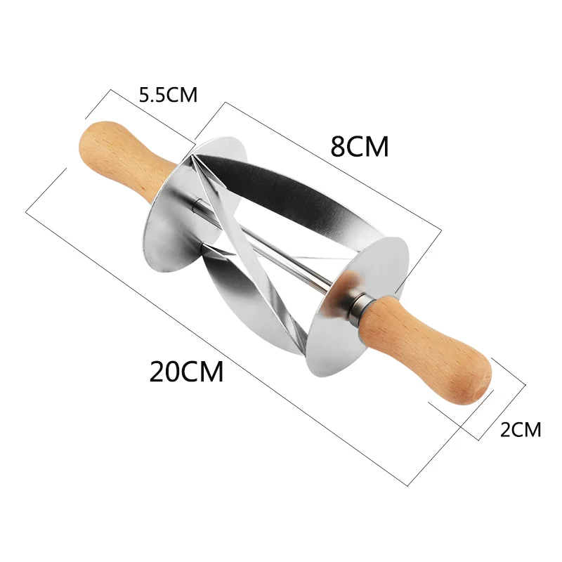 

Stainless Steel Rolling Cutter for Making Croissant Bread Wheel Dough Pastry Cutters Wooden Handle Baking Kitchen Gadgets Knife