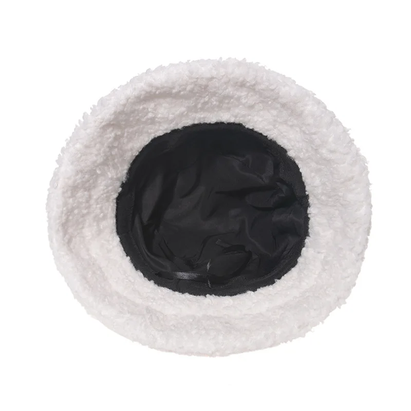 

2021 Appa Bucket Hat Lamb Wool Winter Warm Fishing Caps Faux Fur Arrow Symbol Printed Bucket Hat Men Women Tide Flat Top Hats