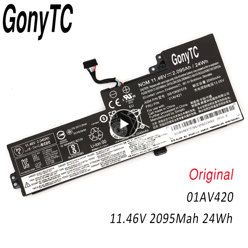 

01AV420 11.46V 24Wh Original Battery For Lenovo ThinkPad T470 T480 A475 A285 01AV419 01AV421 01AV489 SB10K97576 SB10K97578