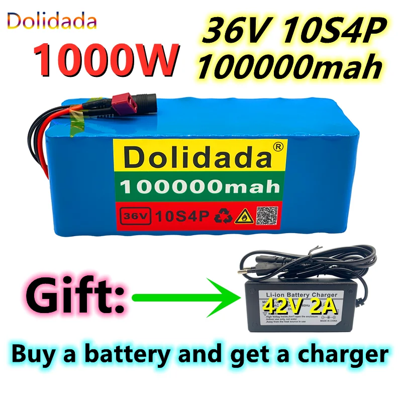 

Оригинальный аккумулятор 36 В 10S4P 1000 Ач, аккумулятор высокой мощности 100000 Вт 42 в мАч для электрического велосипеда, BMS бесплатно, зарядное уст...