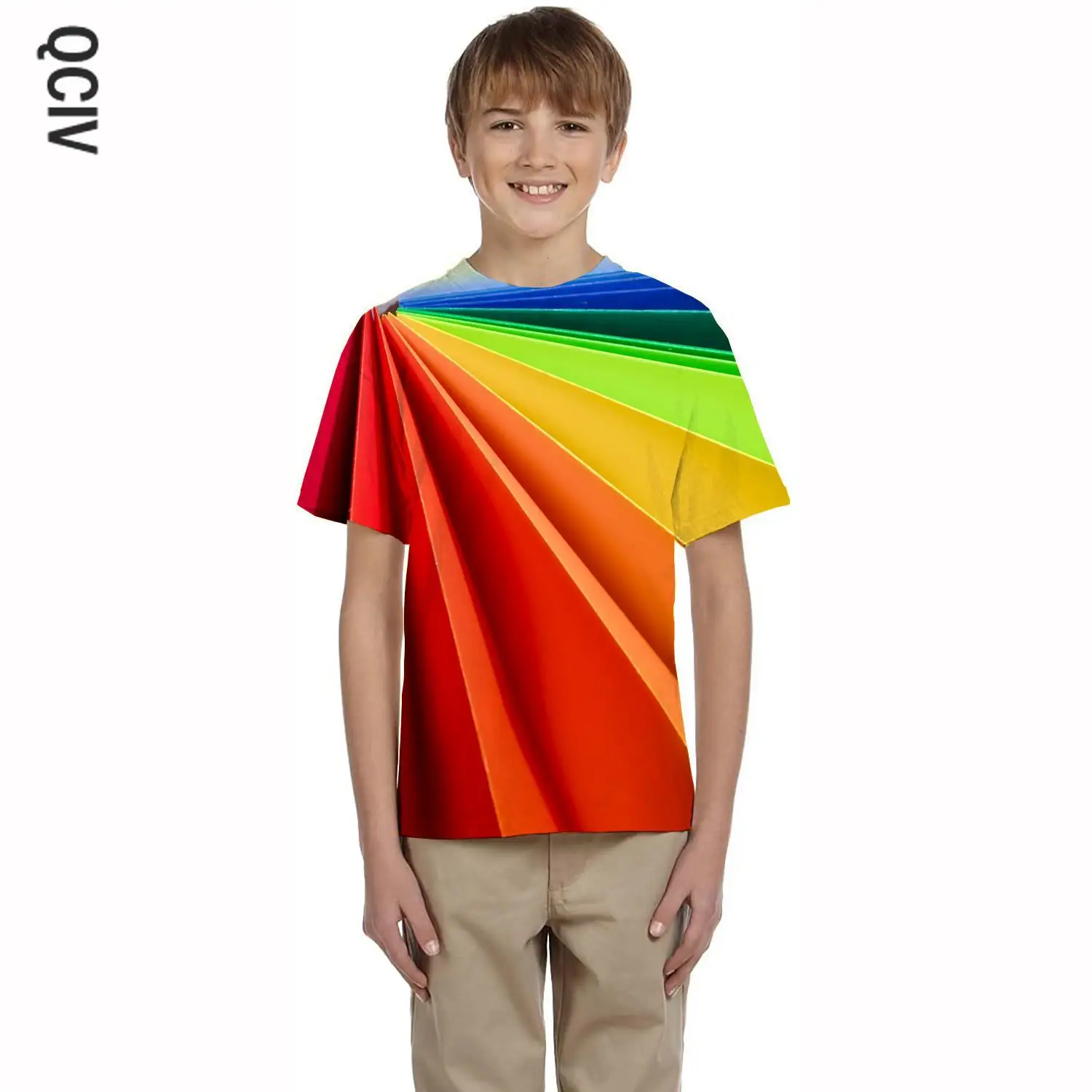 

QCIV Geometry T-shirt boy Colorful Tshirts Casual Creativity T-shirts 3d Abstract Tshirt Printed kids Clothing Punk Rock Printed