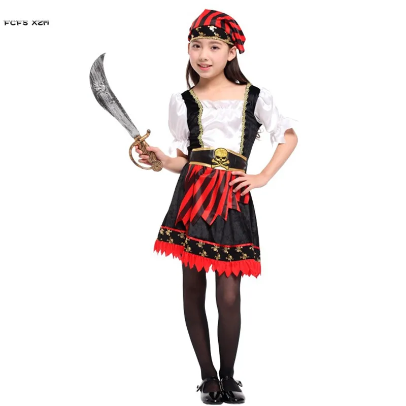 M-XL Girls Halloween Robber Warrior Costumes Kids Children P