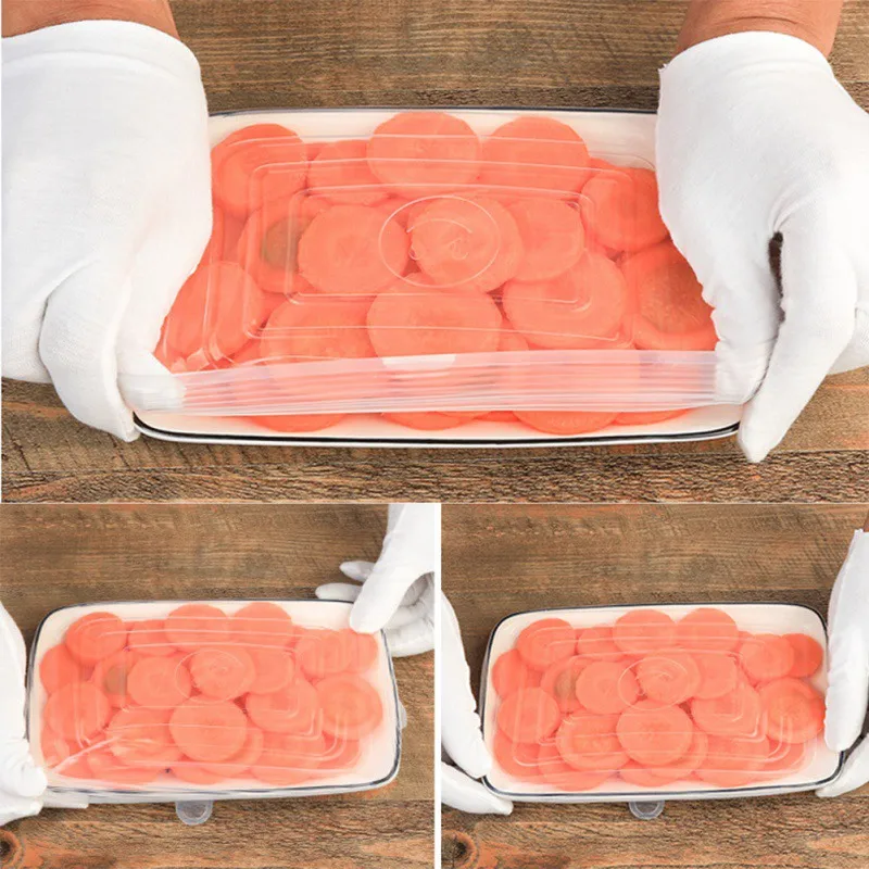 

6PCS Reusable Silicone Wrap Food Fresh Keeping Wrap Kitchen Tools Silicone Food Wrap Seal Lid Cover Stretch