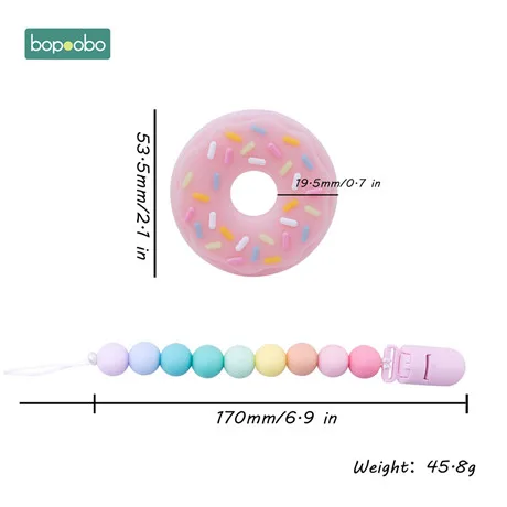 Bopoobo 1 шт. пищевой силиконовый Icecream набор силиконовый Прорезыватель для зубов бусы для изготовления BPA бесплатные Детские трофеи подвеска пустышка Клип цепь - Цвет: Donut