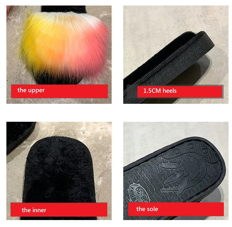 2020 New Fashion Fur Slides Colorful Cheap Furry Plush For Women Outside Slippers Big Slipper Shoes Wholesale | Обувь