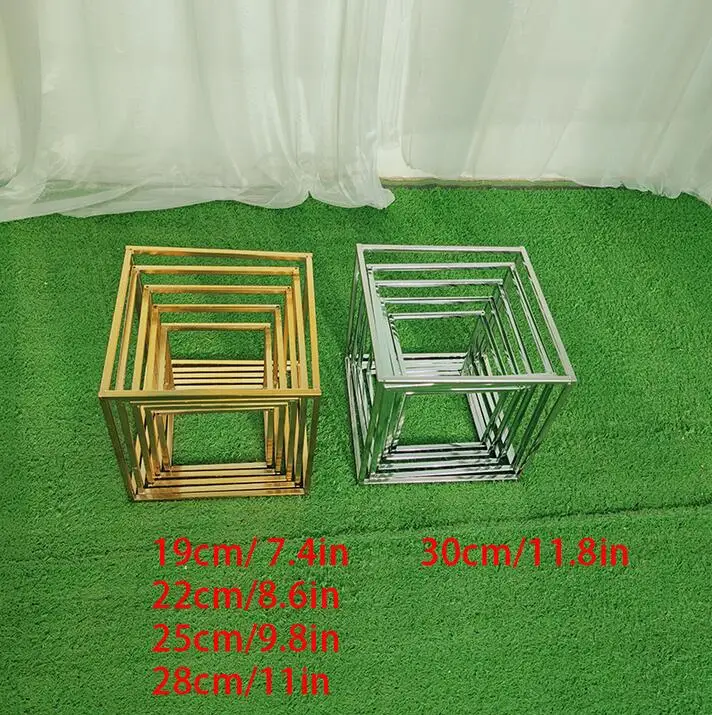 Soporte de flores de hierro, accesorios de boda, estante cuadrado Artificial, arco Gu&iacute;a T, decoraci&oacute;n de mesa, 5 unids/set por juego-0
