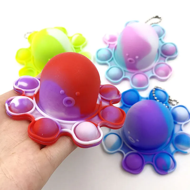 

Luminous Keychain Stress Relief Squishy Fidget Toys Octopus Push Bubble Fidget Sensory Toy For Autism Special Anti stress Gifts