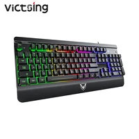victsing pc268 gaming keyboard mechanical feeling membrane keyboard 104 keycaps blacklit keyboard with wrist rest for pc gamer