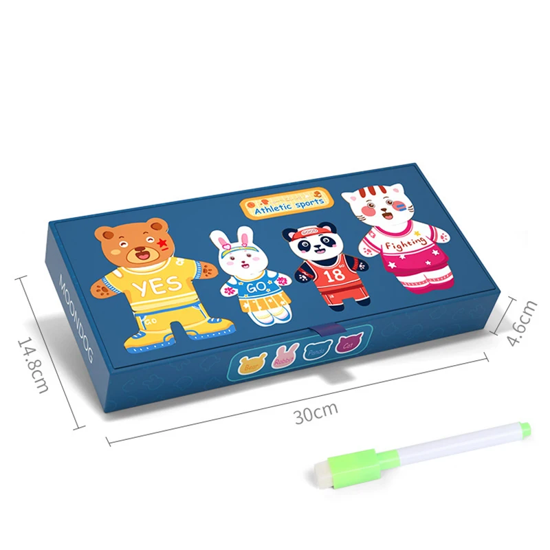 

Animals Little Bear Wooden Magnetic Puzzle Toys for Children Drawing Board Jigsaw Kids Game Baby Educational Learning Toy Gift