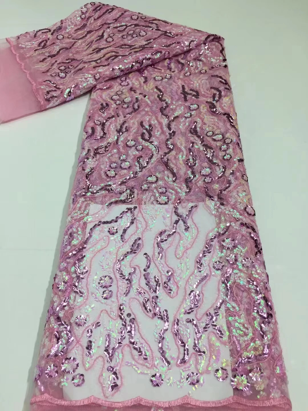 

beautiful french lace fabric newcoming embroidered mesh lace fabric with sequins 5yards lace for lady dress DP6062