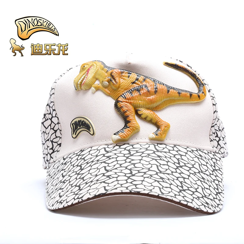beige Dinoskulls Динозавр Детская шляпа T-rex для бейсболка для мальчиков детская летняя Солнцезащитная шляпа анти-УФ Солнцезащитная наружная шляпы для путешествий от 2 до 8 лет - Цвет: beige
