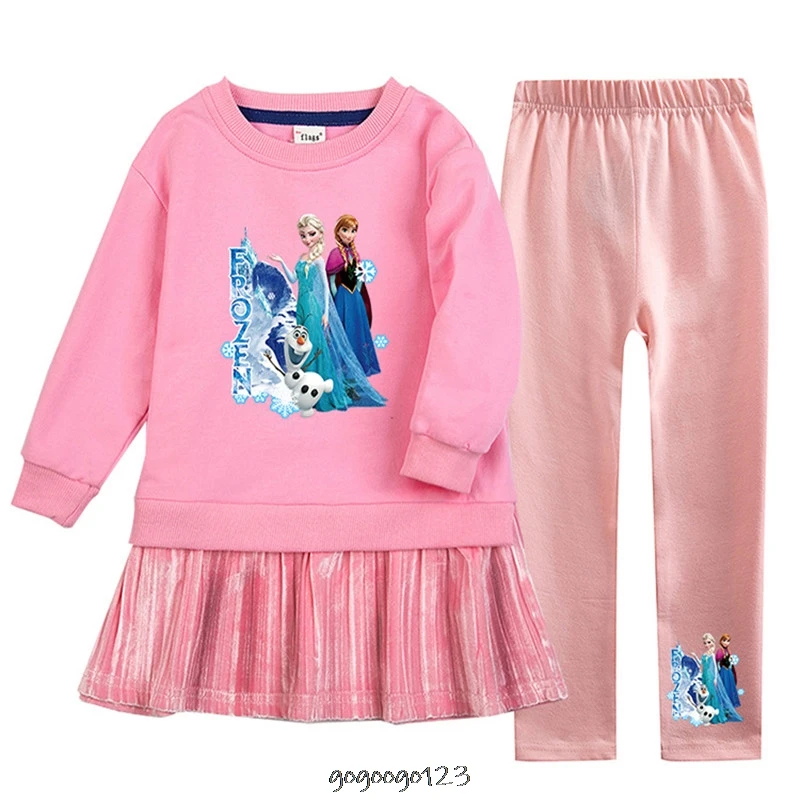 Комплект из 2 предметов хлопковый топ и штаны для девочек Принцесса Диснея Эльза