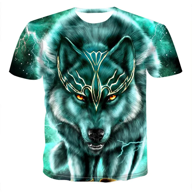 Забавная 3d футболка унисекс с волчьим принтом крутая прямая Приталенная