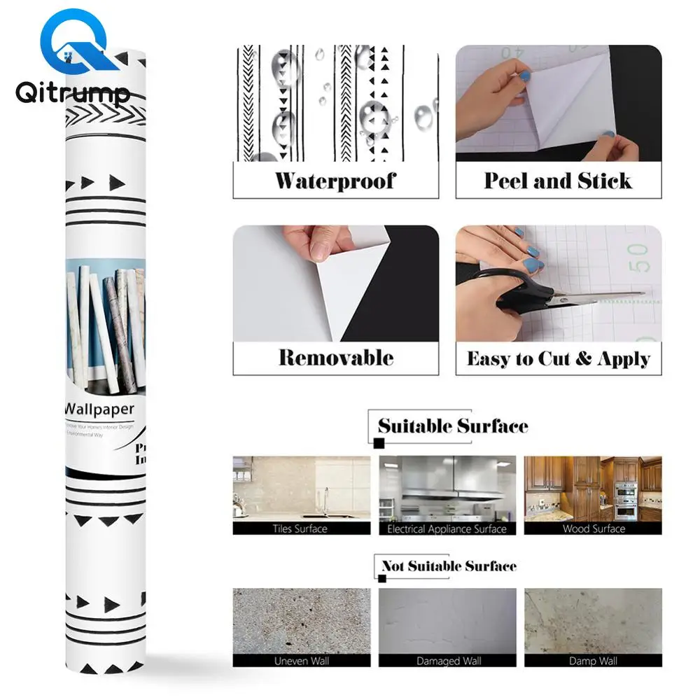 

Modern Fashion Green Leaves Wallpapers Geometric Line Honeycomb Wall Stickers Self-adhesive Film For Bedroom Kids Room PVC Decor