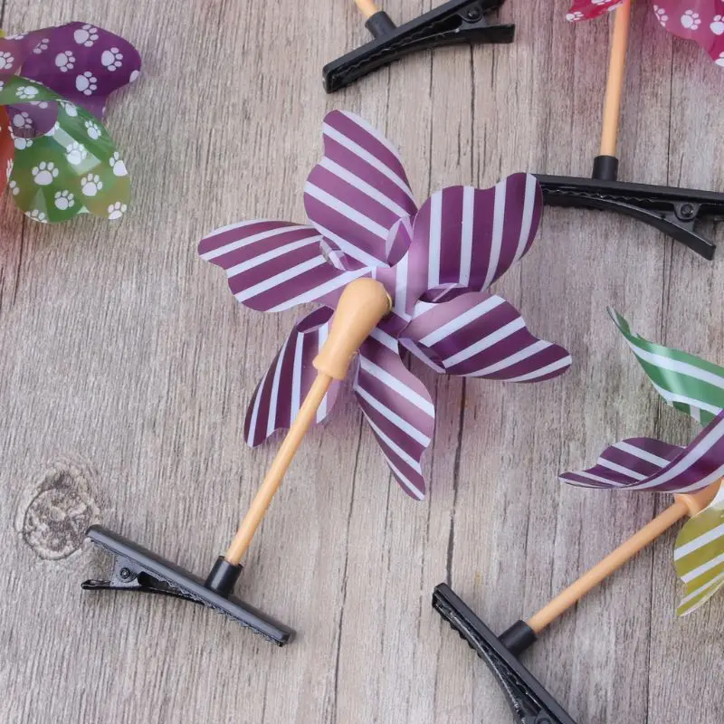 

Child Boys Girls Cute 3D Windmill Mini Side Hair Clip Baby Colorful Rainbow Hairpin Plastic Sweet Birthday Party Gift Barrettes