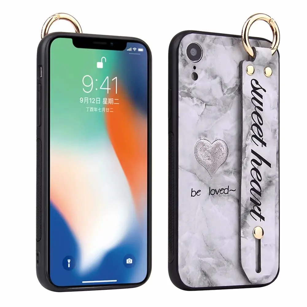 Чехол для iPhone X/XS новый мягкий чехол с вышивкой и ремешком на руку iphone пара чехлов |
