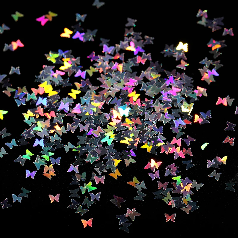 1 коробка для дизайна ногтей флуоресцентные хлопья голографические бабочки