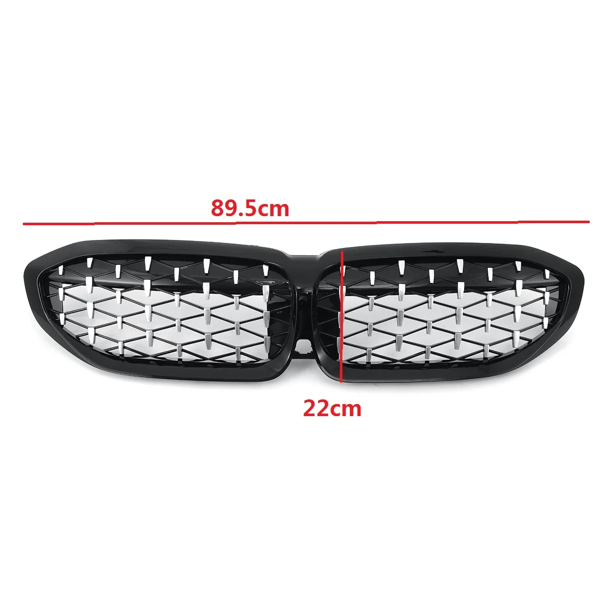 

Diamond Style Gloss Black & Chrome Front Kidney Grill Grille For BMW 3 Series G20 2018 2019 2020 Racing Grills