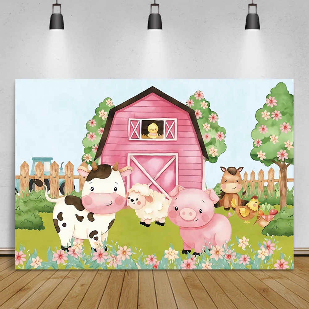 Фон для фотосъемки малышей с изображением фермы сельского склада Овцы козы