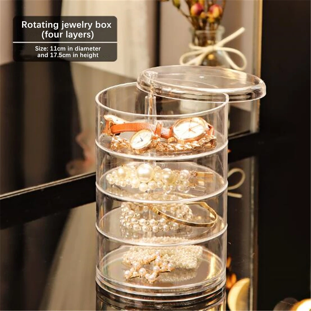 

Transparent rotating jewelry box earrings necklace ring jewelry storage box cosmetic storage box birthday gift girl jewelry