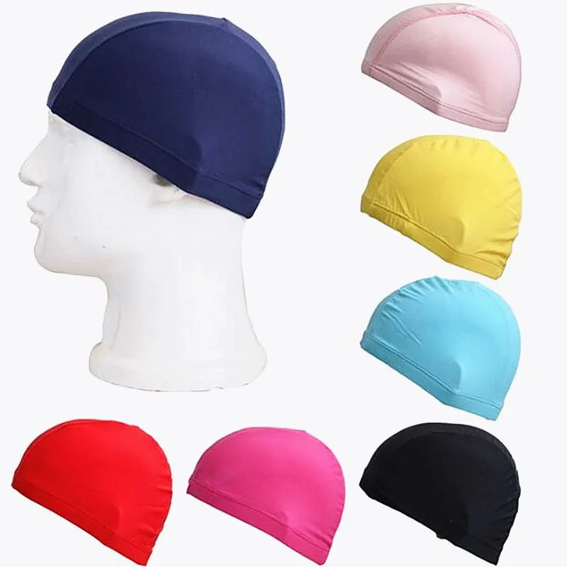 

1PC Soft Protect Ears Long Hair Sports Swim Pool Hat Pure Color Swimming Cap Teenages Elastic Lycra New Swimming Cap Bathing Cap
