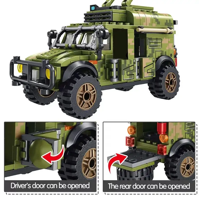 

SEMBO Military Armed Warrior Soldier Trucks Kids Assembled Bricks Toys Iron Blood Heavy Equipment Vehicle Model Building Blocks