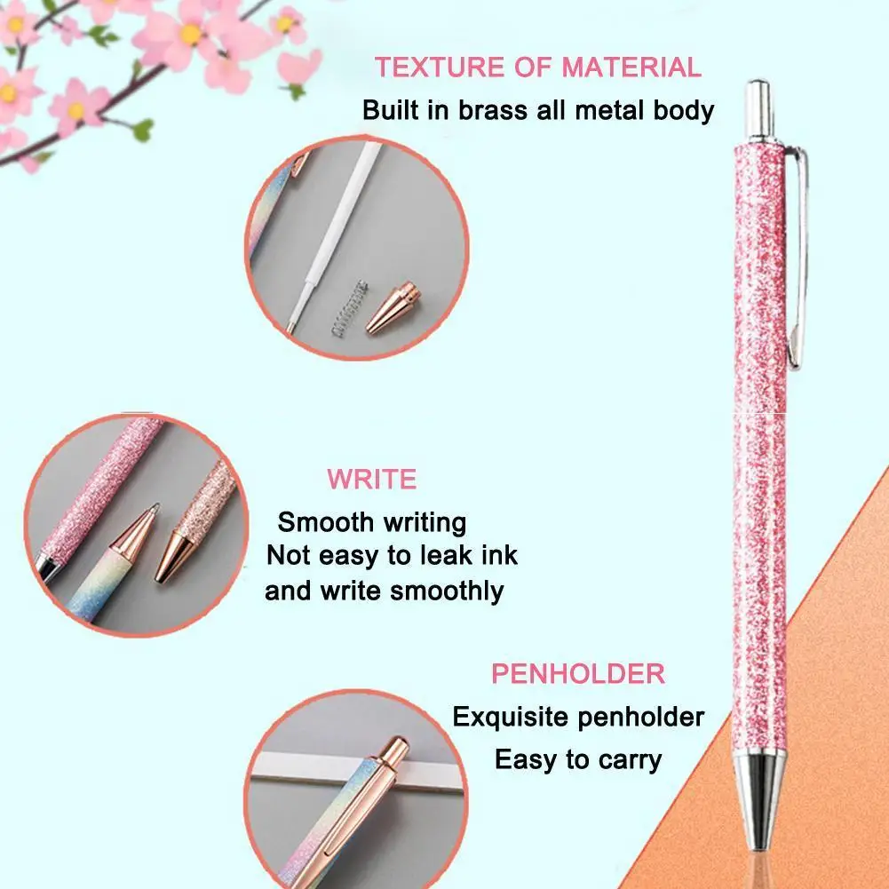

1pcs Ball Pens Glitter Metal Ballpen Ballpoint Pens Stationery Office Student Pens Ballpoint For School Writing Supplies 1. C1Y7