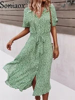 women casual floral print maxi dress female short sleeve button loose v neck midi dress summer holiday beach dresses vestidos