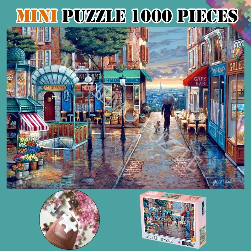 

1000 Pieces Puzzles Mini Puzzle Toys Romantic Town Wooden Beautiful Painting Jigsaw Puzzles for Adults Kids Gifts Home Decor