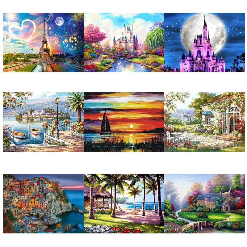 

5D Diamond Painting Landscape Animal Castle Diamond Mosaic Pattern Cross Stitch Kit Wall Decoration Rhinestone Picture