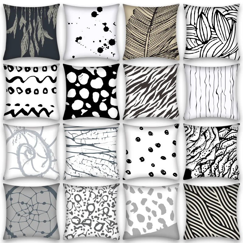 

New Arrival Art Geometry Sofa Black White Stripe Decorative Pillows Case Square 45*45cm Bedroom Decoration Luxury Cushion Covers