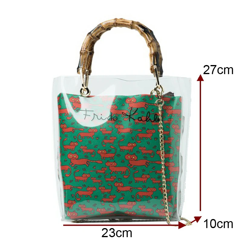 

Ansloth Women's Top-Handle Bags 2021 Fashion Animal Prints Transparent Composite Bags Female Shoulder Bags Messenger Bag HPS1121