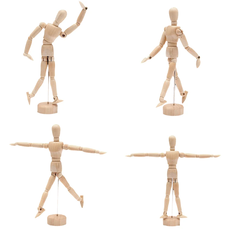 

1pc 4.5 Inch Wooden Wood Movable Figure Manikin Human Artist Drawing Sketch Model Male Creative Decoration For Family Adornment