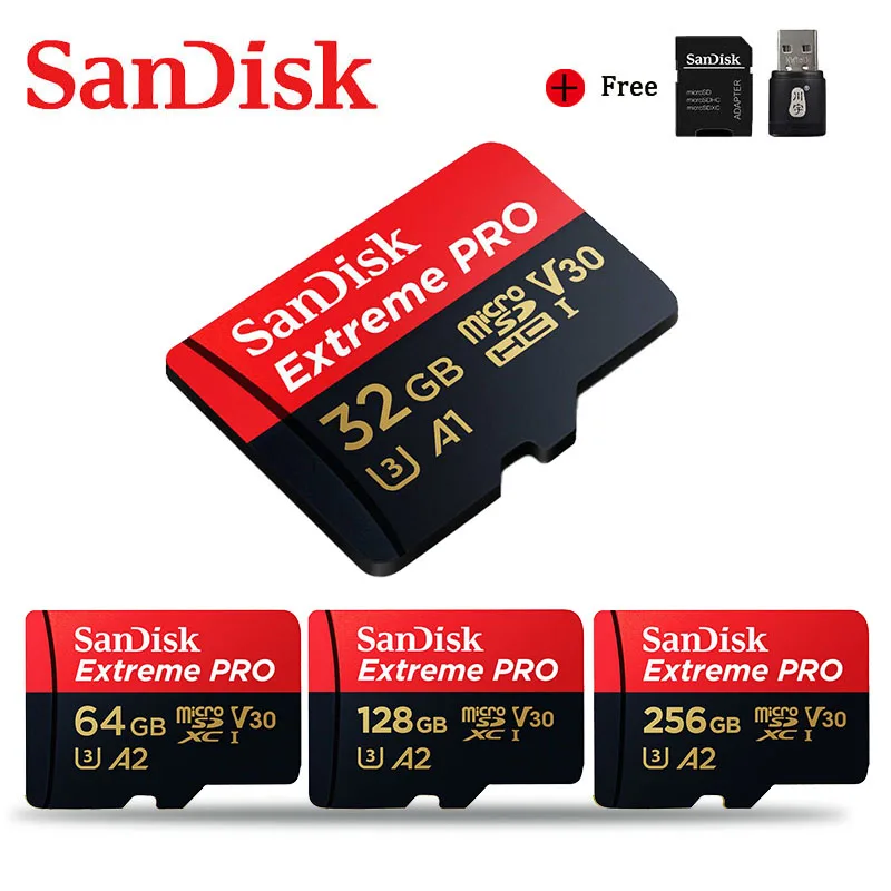 SanDisk Extreme Pro Micro SD Card U3 V30 4K 32GB 64GB 128GB 256GB 400GB Memory Flash Microsd SD/TF For Camera | Компьютеры и офис
