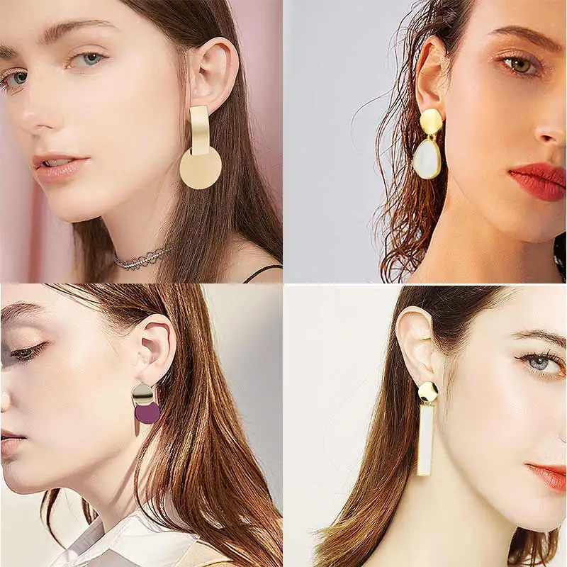 

LOVR Acrylic Earrings Fashion Round Sequin Drop Earrings For Woman 2020 Korean Statement Metal Geometric Earrings Female Jewelry