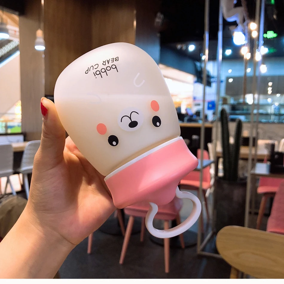 Kawaii стеклянная бутылка для воды, портативная чашка с милым медведем, чайное ситечко, герметичная Питьевая Бутылка для девочек, студентов, детей
