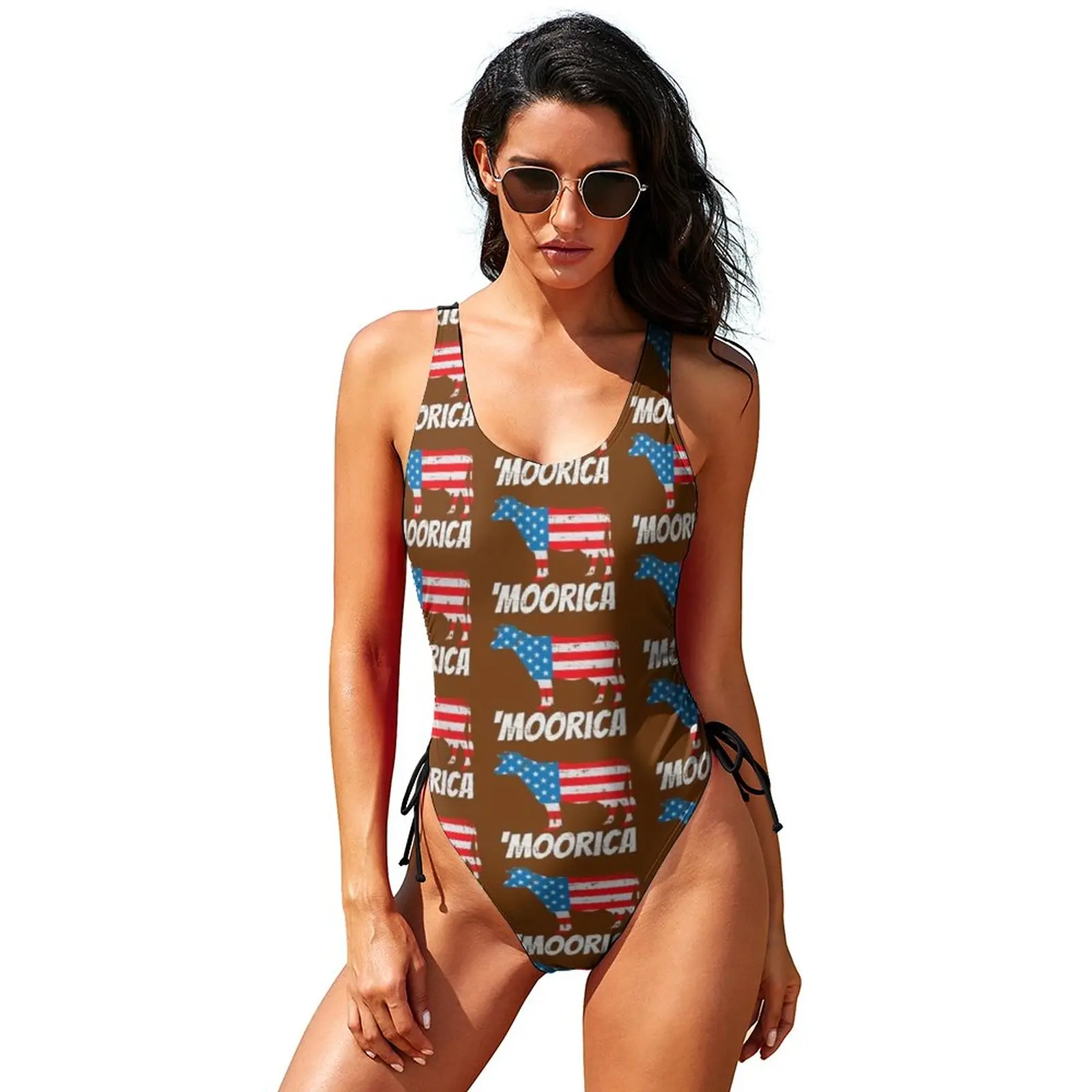 

American Flag Swimsuit Sexy Swimwear Rave Teenager Sale 1 Piece Bathing Suit