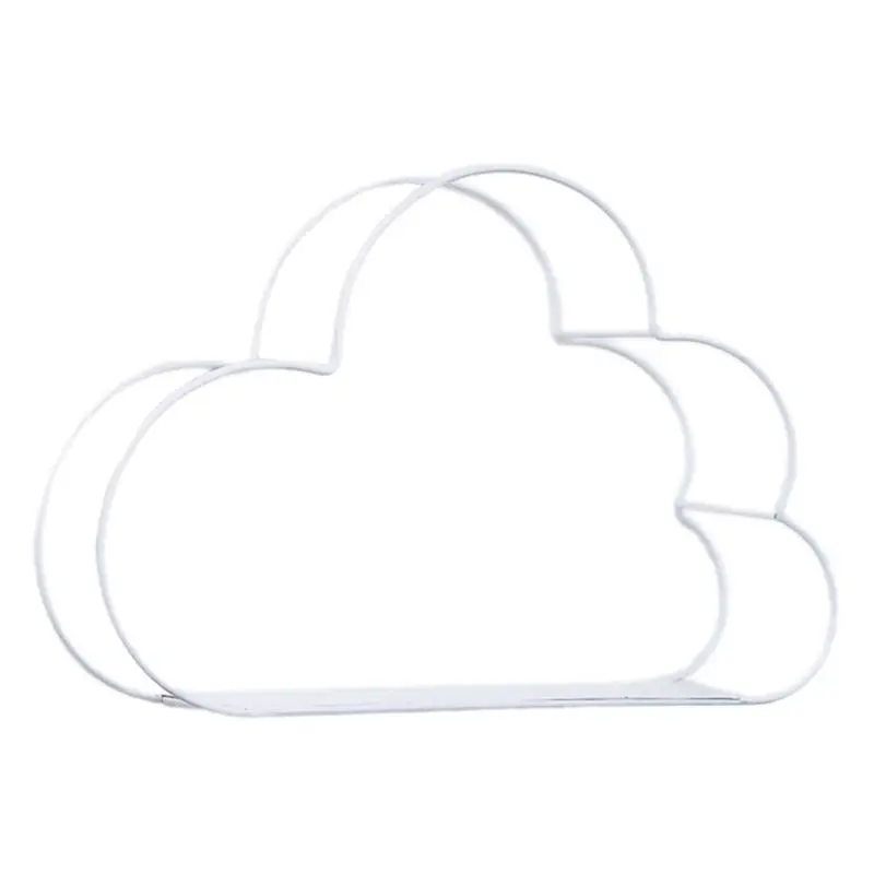 Белый Mordern Cloud Design Wall Mounted Floating Shelf Metal Iron Storage Display Rack Organization Holder for Home Office DIY Decor - Цвет: Белый