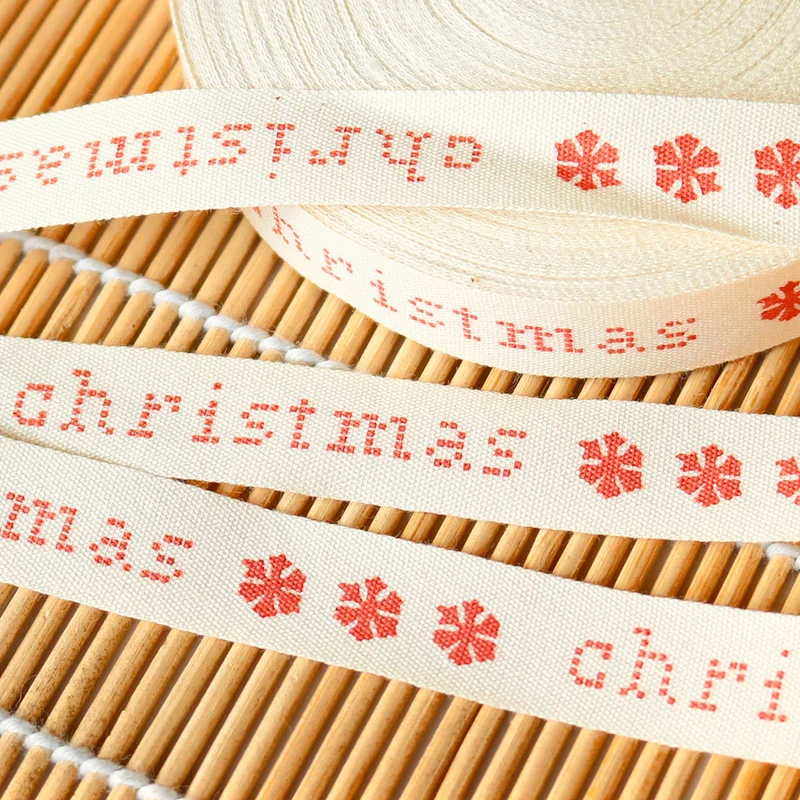 Хлопковая лента с принтом Merry Christmas ширина 15 мм|webbing fabric|15mm webbingtape webbing |