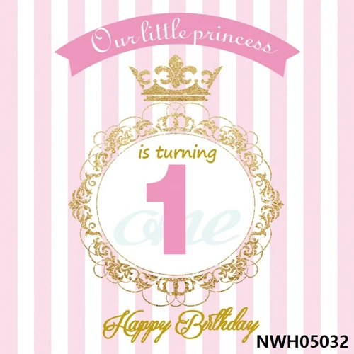 NWH05032 Laeacco Happy 1st Birthday фон для фотосъемки с золотой короной в полоску фон для фотосъемки детей для фотостудии - Цвет: NWH05032