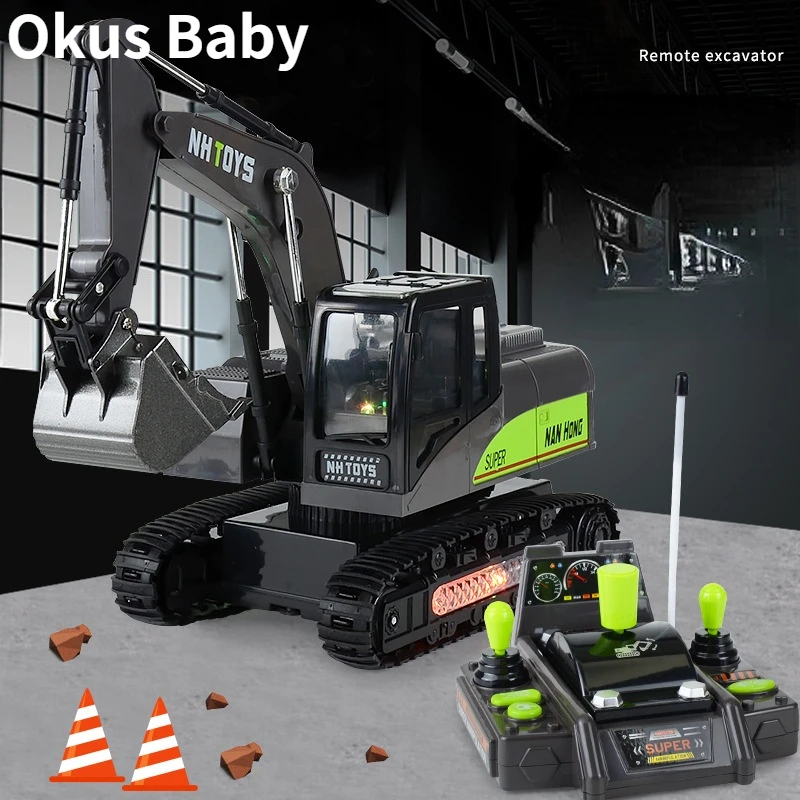 

Brand New 8-channel Remote Control Alloy Crawler Excavator Console Light Sound Effect Engineering Vehicle Toy For Kids Toy