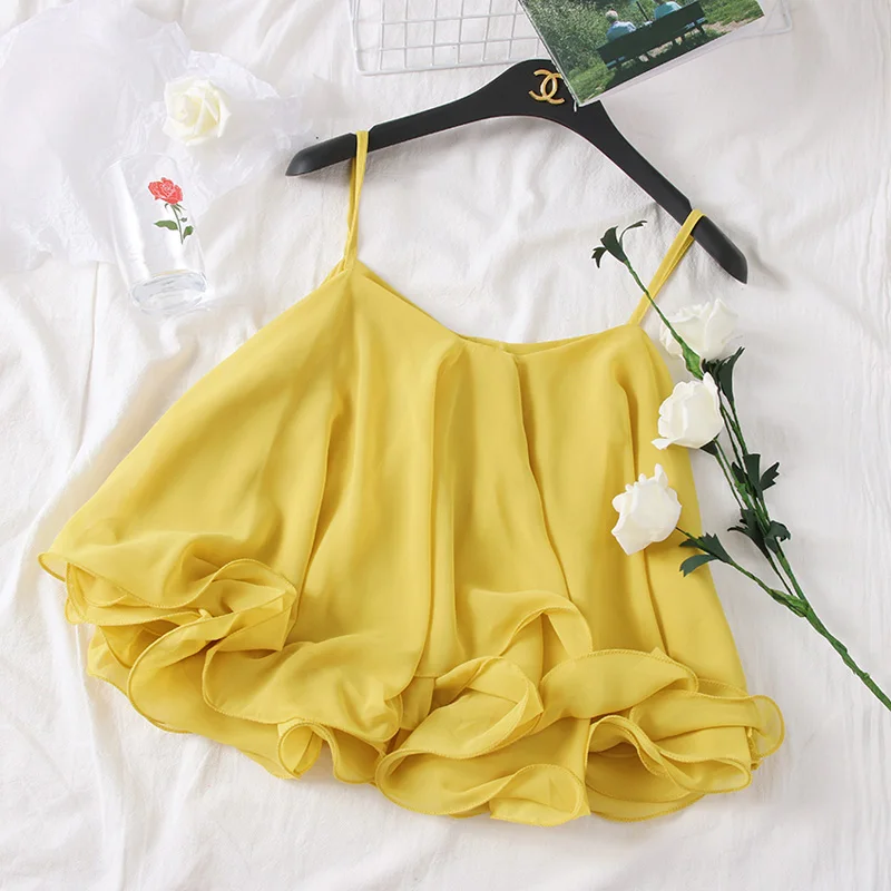 Пикантные топы с открытыми плечами шифоновая блузка топ оборками майка на