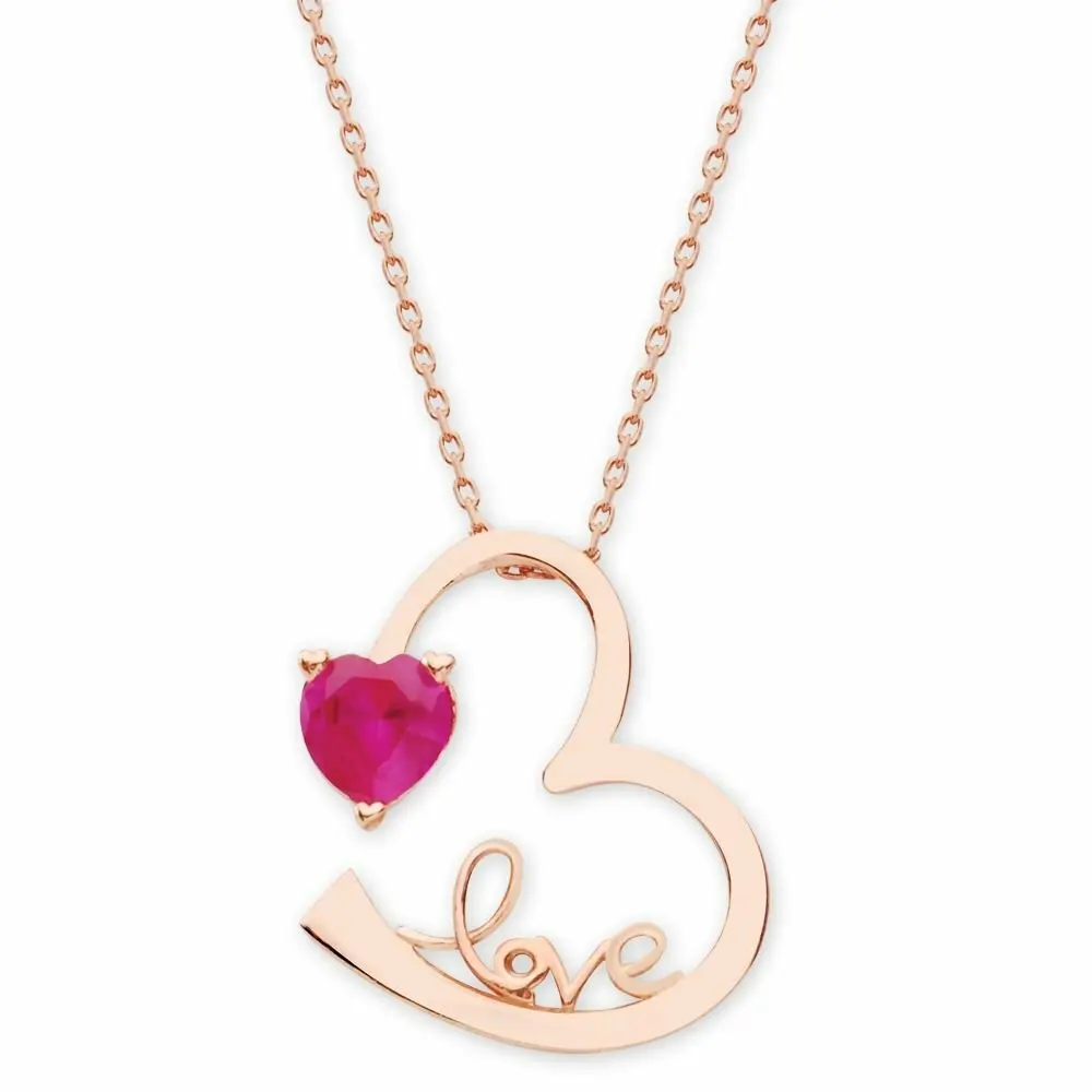 

925 sterling Silver Love Printed Heart Pendant