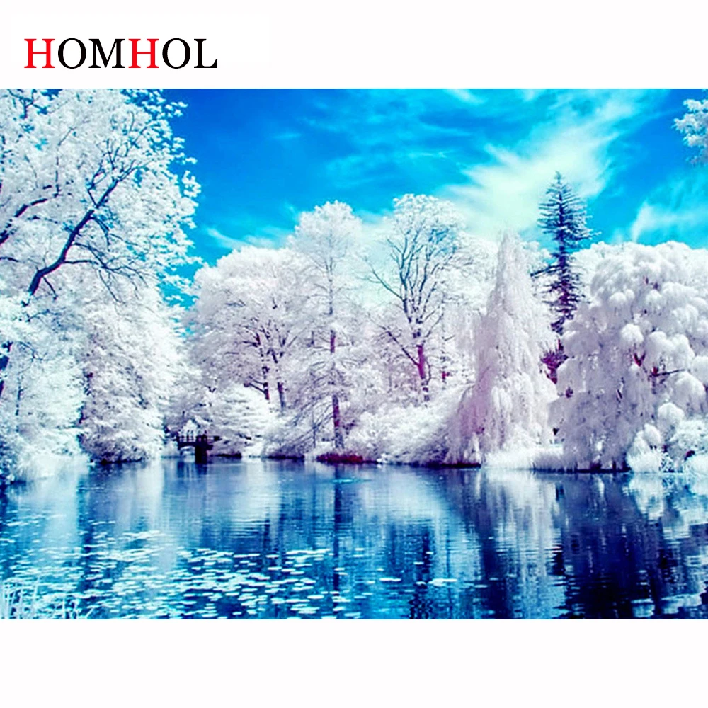 

Алмазная вышивка стразы, картина с полными квадратными и круглыми стразами, Зимний лес, мозаика для вышивки крестиком, домашний декор