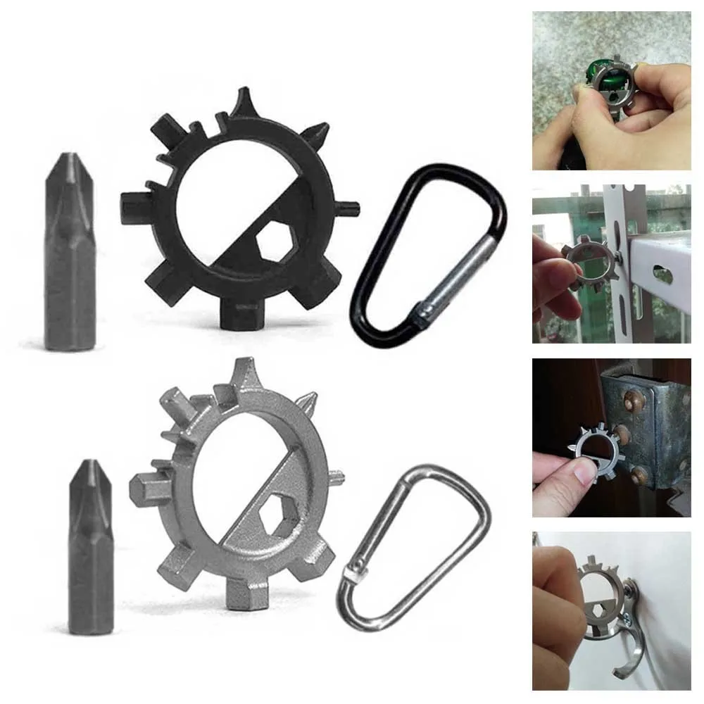 

12 In 1 Multifunctional Opener Keychain Screwdriver Portable Bicycle Repair Tool Stainless Steel Bicycle Maintenance & Tools