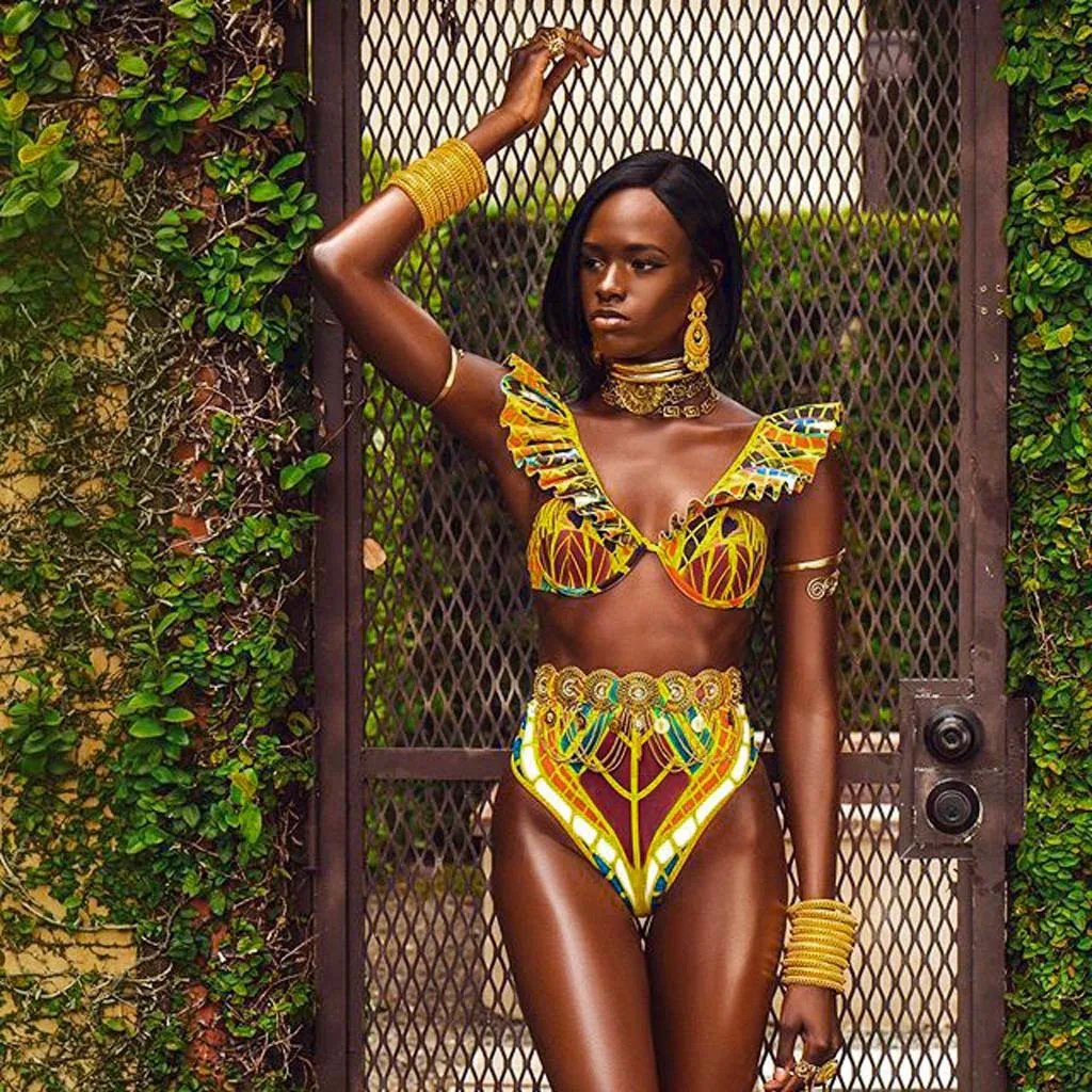 

bikini 2021 African Print Bikini Set Swimwear Push-Up Padded Bra Swimsuit Beachwear swimwear women tankini bathing suit women